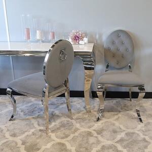Krzesło Ludwik II glamour grey z kołatką - nowoczesne krzesła pikowane guzikami