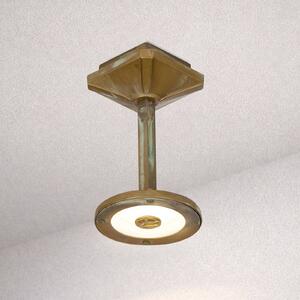 Moretti Luce Zewnętrzna lampa sufitowa zewnętrzna LED Aura Disk, wysokość 20 cm, mosiądz Disk, brązowy / mosiężny, mosiądz, dworkowy / rustykalny