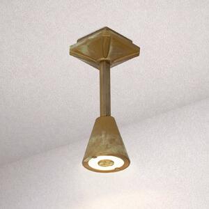Moretti Luce Zewnętrzna lampa sufitowa zewnętrzna LED Silva Disk, wysokość 26 cm, mosiądz Disk, brązowy / mosiężny, mosiądz, dworkowy / rustykalny