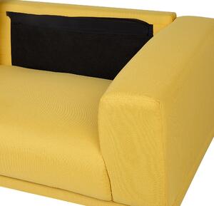 Nowoczesna 3-osobowa sofa tkanina szerokie podłokietniki żółta retro Nivala Beliani