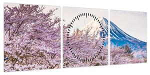 Obraz - Japonia wiosną (z zegarem) (90x30 cm)