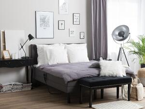 Łóżko kontynentalne szare regulowane elektrycznie tapicerowane 180 x 200 Earl Beliani
