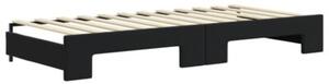 Sofa rozsuwana z materacami, czarna, 90x200 cm, aksamit