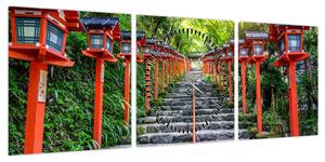 Obraz - Sanktuarium Kifune (z zegarem) (90x30 cm)