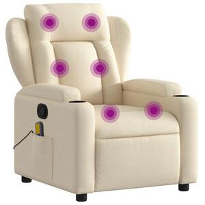 RozkÅadany fotel masujÄ cy, kremowy, obity tkaninÄ