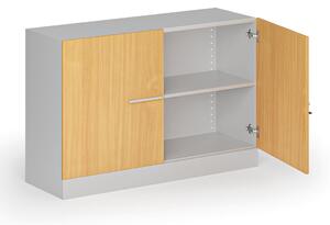 Metalowa szafa z drewnianymi drzwiami, demontowana, 800 x 1200 x 400 mm, buk