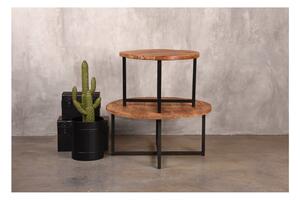 Czarny stolik z blatem z drewna mangowca LABEL51 Dex, ⌀ 80 cm