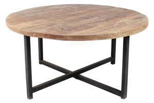 Czarny stolik z blatem z drewna mangowca LABEL51 Dex, ⌀ 80 cm