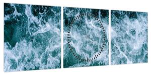 Obraz - Fale oceanu (z zegarem) (90x30 cm)
