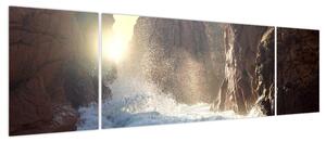 Obraz - Skały i fale oceanu (170x50 cm)