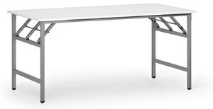 Stół konferencyjny FAST READY, 160x80 cm, szaro-srebrna podstawa, biały