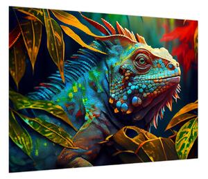 Obraz - Kolorowa iguana (70x50 cm)