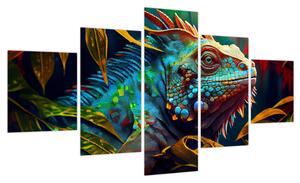 Obraz - Kolorowa iguana (125x70 cm)