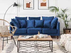 Sofa niebieska glam z dodatkowymi poduszkami 3-osobowa Fenstad Beliani