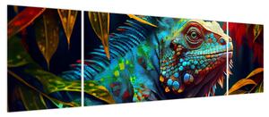 Obraz - Kolorowa iguana (170x50 cm)