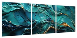 Obraz - Tekstury abstrakcyjne (z zegarem) (90x30 cm)
