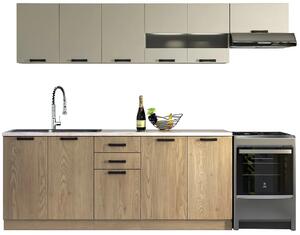 Komplet mebli kuchennych 260 cm dąb cremona + kaszmir S8-E55
