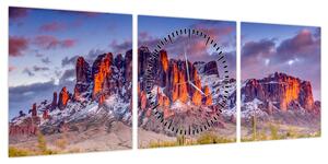 Obraz - Góry w Arizonie (z zegarem) (90x30 cm)