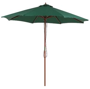Nowoczesny parasol ogrodowy drewniany mechanizm sznurkowy zielony Toscana Beliani