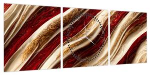 Obraz - Złoto - biała tekstura (z zegarem) (90x30 cm)