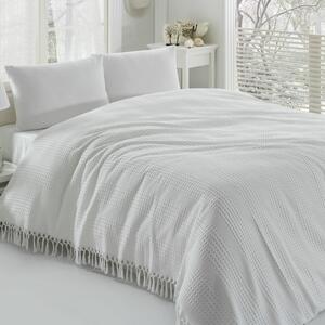 Biała bawełniana lekka narzuta na łóżko dwuosobowe Pique, 220x240 cm