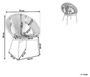 Krzesło do jadalni beżowe boho rattanowe metalowe nogi spaghetti Sarita Beliani