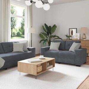 Sofa 3 szt. ciemnoszary tkanina lniana