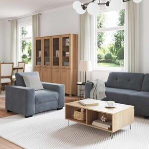 Sofa 3 szt. ciemnoszary tkanina lniana