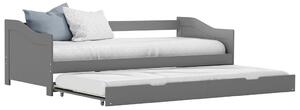 Wysuwane łóżko, szare, drewno sosnowe, 90x200 cm