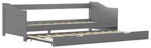 Wysuwane łóżko, szare, drewno sosnowe, 90x200 cm