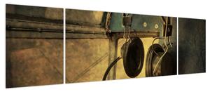 Obraz - Słuchawki lotnicze w stylu vintage (170x50 cm)