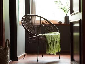Krzesło do jadalni brązowe boho rattanowe metalowe nogi spaghetti Sarita Beliani