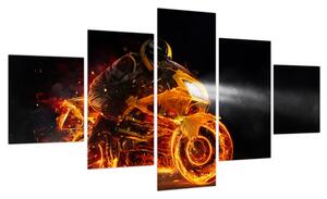 Obraz - Motocyklista z płomieniami (125x70 cm)