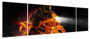 Obraz - Motocyklista z płomieniami (170x50 cm)
