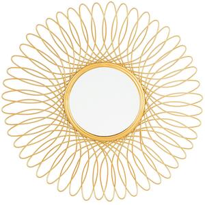 Lustro wiszące złote ażurowa rama w kształcie słońca okrągłe 55 cm Cambia Beliani