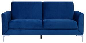 Sofa trzyosobowa welurowa do salonu tapicerowana metalowe nóżki niebieska Fenes Beliani