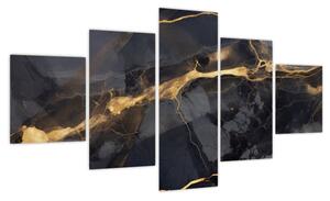 Obraz - Czarny - złoty dekor (125x70 cm)