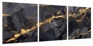 Obraz - Czarny - złoty dekor (z zegarem) (90x30 cm)