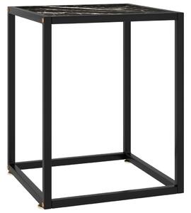 Stolik kawowy, szkło w kolorze czarny marmur, 40x40x50 cm