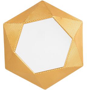 Nowoczesne lustro złote metalowe sześciokątna tafla nowoczesny design Bastia Beliani