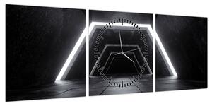 Obraz - Futurystyczny tunel (z zegarem) (90x30 cm)