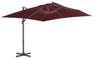 Parasol wiszący na aluminiowym słupku, bordowy, 400x300 cm