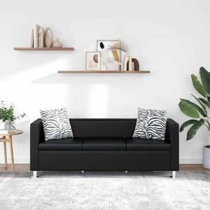 Sofa 3-osobowa ze skÃ³ry syntetycznej, czarna
