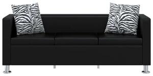 Sofa 3-osobowa ze skÃ³ry syntetycznej, czarna