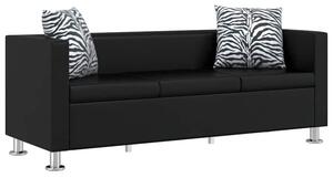 Sofa 3-osobowa ze skÃ³ry syntetycznej, czarna