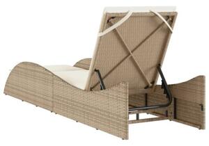 Leżanka z poduszką, beżowa, 60x205x73 cm, polirattan
