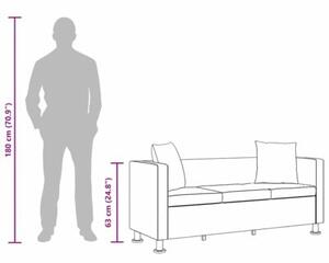 Sofa 3-osobowa ze skÃ³ry syntetycznej, czarna