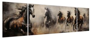 Obraz - Obraz olejny przedstawiający konie (170x50 cm)