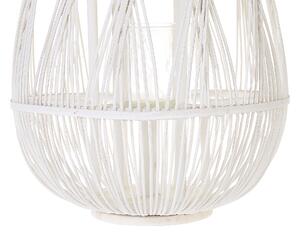 Bambusowy lampion dekoracyjny 56 cm na świeczkę pleciony biały Tonga Beliani