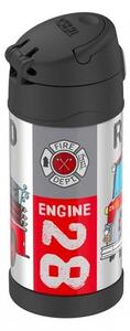 Kubek dla dzieci ze słomką Thermos FUNtainer 355 ml (stalowy/czarny) straż pożarna